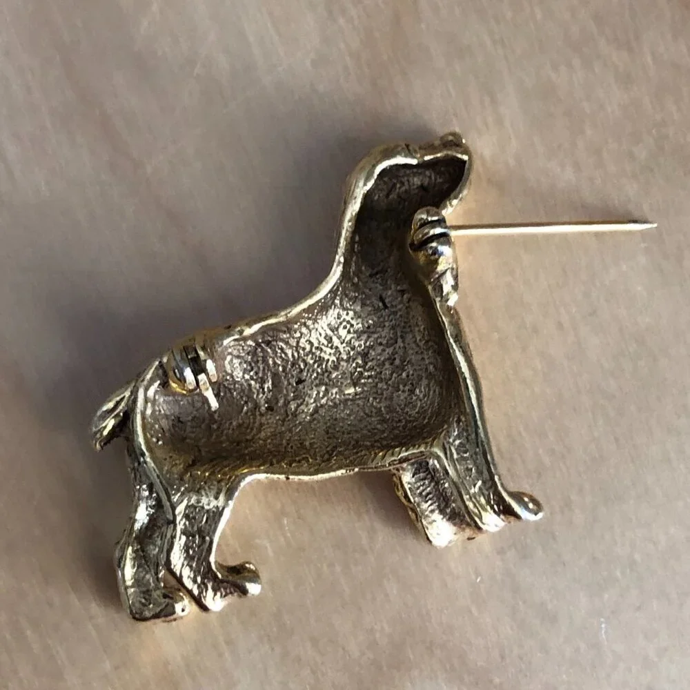 Vtg Cocker Spaniel Dog Brooch Scatter Tie Pin Gold Tone Mans Womans Best Friend
